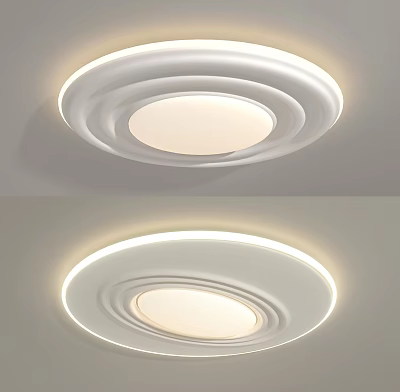 Modern White Circular Ceiling Light With Illuminated Ring Design For Home 3d model