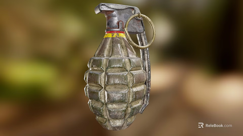 Vintage Metal Grenade With Textured Surface And Pull Ring Design 3d model