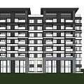 Modern Residential Building Simple Overlay Villa 3d model