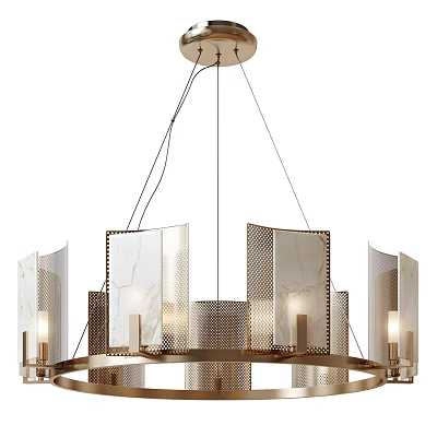 Modern Elegant Chandelier With Metal Frame And Transparent Panels For Ambient Lighting 3d model