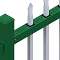 Green Frame Railings With White Vertical Bars And Pointed Tops 3d model