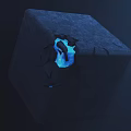 Cracked Building Component Surface With Glowing Blue Interior Illuminated Structure 3d model
