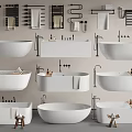 Elegant Modern Bathtub Designs In Bathroom Interior With Faucets Towels And Wooden Stools