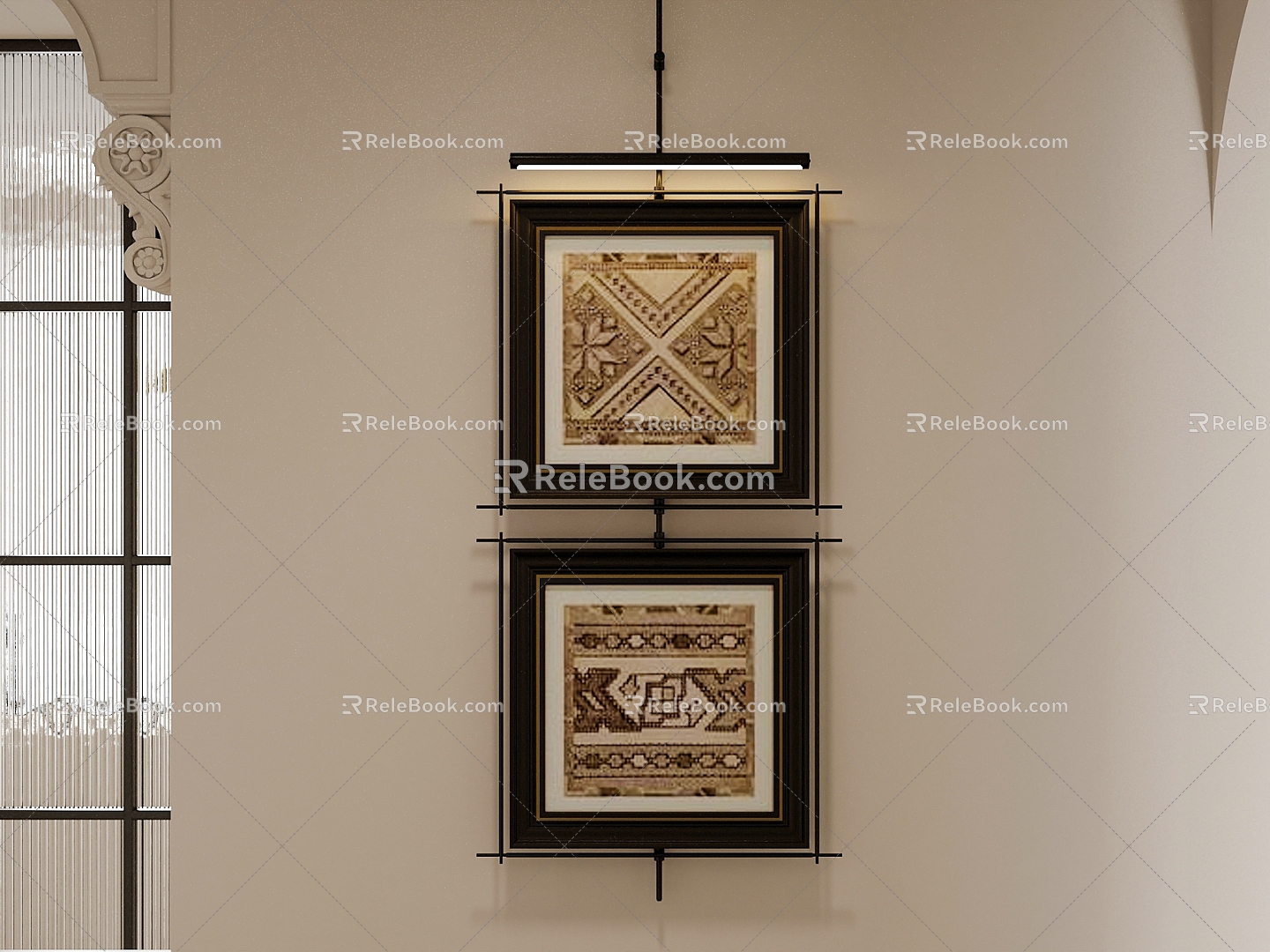 Middle Antique Decoration Hanging Painting 3d model