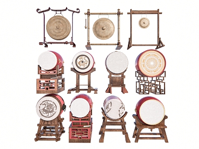 Chinese Style Drum Big Drum Gong model