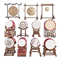 Chinese Style Drum Big Drum Gong 3d model