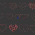 Collection of Red Heart Design Icons with Various Patterns and Styles