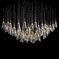 Elegant Modern Chandelier With Multiple Transparent Glass Pendant Pieces And Hanging Design