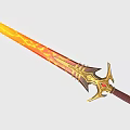 Intricate Fantasy Flame Patterned Sword With Golden Hilt And Red Blade 3d model