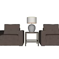 Casual Gray Single Seater Sofa Set With Side Table And Table Lamp 3d model