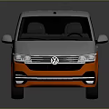 Modern Silver And Orange Passenger Van With Sleek Exterior And Shiny Finish