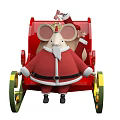 Christmas Themed Decorative Ornament Set With Red Sleigh Santa Mouse And Gifts