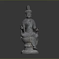 Seated Bodhisattva Sculpture Carving In Traditional Style With Lotus Base And Intricate Details