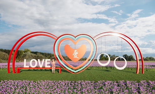 Modern love clock-in landscape love landscape seat love swing landscape seat photo net red clock-in scenic spot 3d model