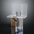 Modern Spiral Staircase With Wooden Steps Glass Railing And Upper Landing Design