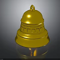 Shiny Golden Bell With Metallic Surface Top Loop And Base Reflection