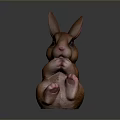 Cute Brown Rabbit Decorative Figurine Sitting With Hands Together And Ears Up