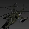 Military Helicopter 3D Model With Camouflage Paint Rotors And Weapon Mounts