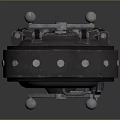 Black Mechanical Enclosure With Metal Levers Spherical Elements And Smooth Surface