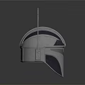 Futuristic Metallic Helmet With Antenna And Sleek Shiny Design Surface Features
