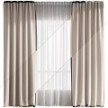 Elegant Beige Textured Curtains With White Sheer Panels For Home Window Decor