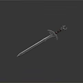 Ornate Medieval Sword With Decorative Metal Handle And Sharp Blade 3d model