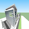 Modern Architectural Complex Design With Glass Facade High rise Tower And Green Space 3d model