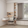 Bay Window Cabinet Desk Bookcase Integrated Cabinet Combination 3d model