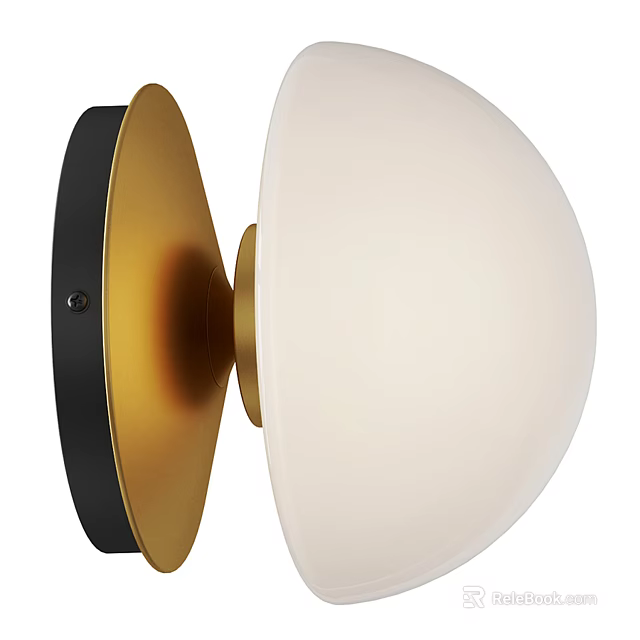 Modern Home Interior Wall Lamp With White Shade And Black Gold Metal Design 3d model 