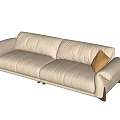 Modern Poliform Beige Leather Sofa With Brown Cushion And Armrests 3d model