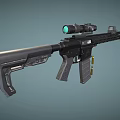 Modern Tactical Rifle With Scope Magazine Barrel And Ammunition Bullets 3d model