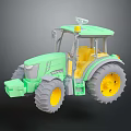 Green Toy Tractor With Yellow Wheels Cab Antenna And Playful Plastic Design
