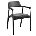 Modern Wooden Armchair With Light Fabric Seat And Minimalist Design