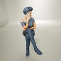 Stylish Sitting Woman In Blue Headscarf Off Shoulder Dress And Long Boots Talking On Phone