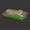 Modern Building Complex Aerial View With Roads Green Space And Plaza Design