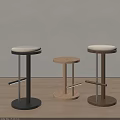 Baxter Modern Stools With Metal And Wooden Frames White Cushions In Light Room