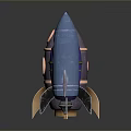 Copper Purple Blue Space Rocket Models With Shiny Surface On Gray Background