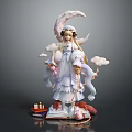Anime Fantasy Female Figurine With Crescent Moon Clouds Open Book And Candles