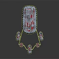 Futuristic Sci Fi Mechanical Vehicle With Red Body And Multiple Silver Metallic Thrusters 3d model