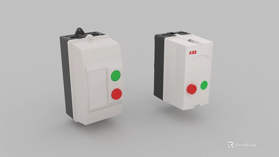 Industrial Equipment ABB Control Switches Featuring Green And Red Buttons 3d model 