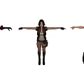 Game Movie Female Characters Three Different Outfits Arms Outstretched 3D Models Design