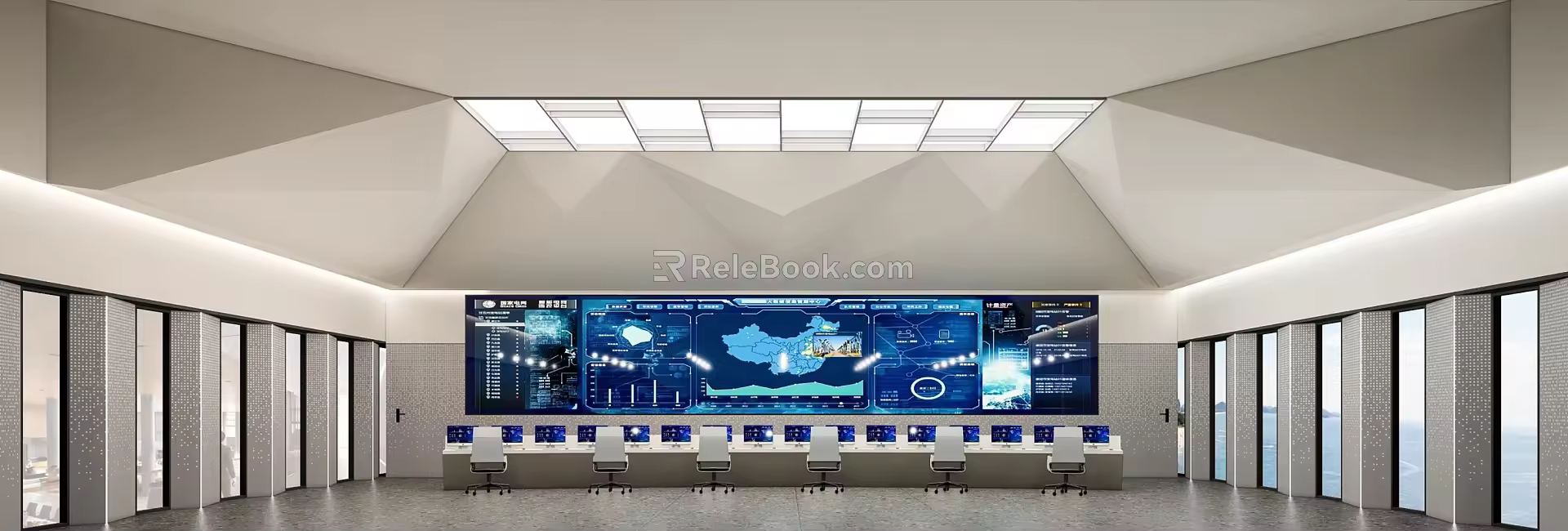 modern monitoring room 3d model