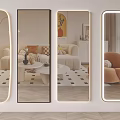 Modern Full-length Mirror Art Mirror Creative Floor Mirror Dressed Mirror Square Oval Mirror 3d model