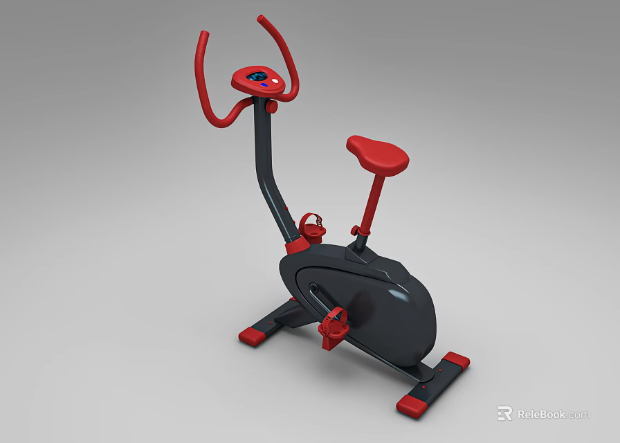 Red And Black Exercise Bike With Adjustable Handles And Comfortable Seat For Home Fitness 3d model 