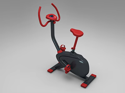 Red And Black Exercise Bike With Adjustable Handles And Comfortable Seat For Home Fitness 3d model
