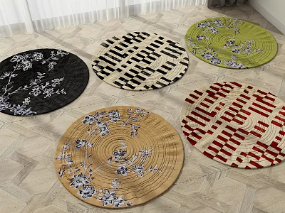 Colorful Round Carpets With Various Patterns And Floral Designs For Living Room Decor 3d model