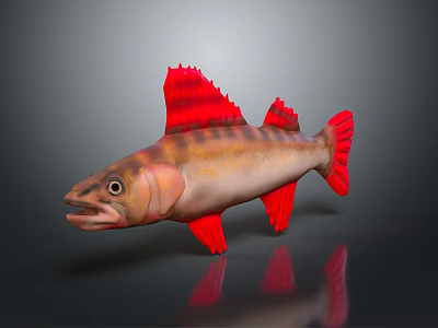 Decorative Brown And Red Fish Ornament With Red Fins And Tail For Household 3d model