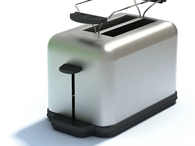 Two Slice Modern Stainless Steel Kitchen Toaster Appliance With Black Accents 3d model