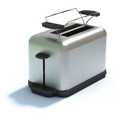 Two Slice Modern Stainless Steel Kitchen Toaster Appliance With Black Accents 3d model