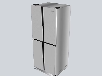 Modern Sleek Silver Stainless Steel Refrigerator Freezer With Double Door Design 3d model